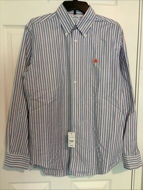 Brooks Brothers Striped Button-Down Shirt in Blue, White and Pink
